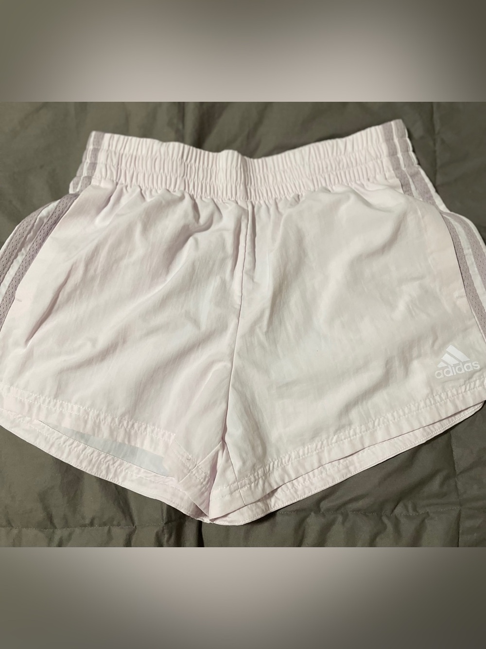 Adidas Size S Women's Pale Pink Athletic Shorts with Side Stripes & pockets